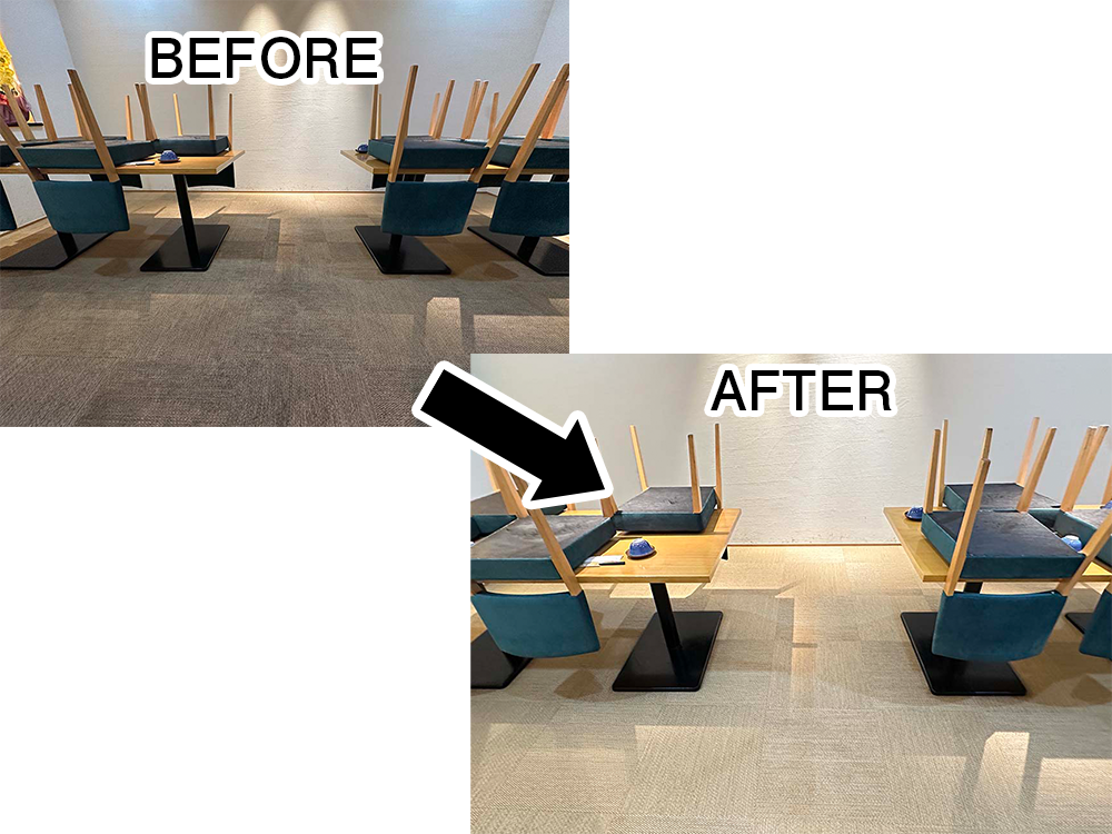 飲食店、床面洗浄